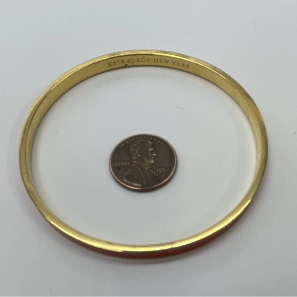 Kate Spade New York Gold Tone & Red Enamel Bangle Bracelet w/Dust Bag 3087 - Picture 3 of 6